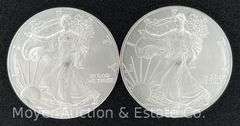 (2) 2001 American Eagle Silver Dollars
