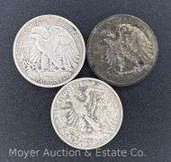(3) Walking Liberty Half Dollars, 1935, 1938 and 1940