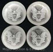 (4) 2000 American Eagle Silver Dollars