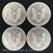 (4) 2002 American Eagle Silver Dollars