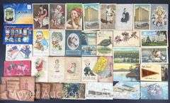 Group of Antique Postcards, Includes Some Trade Cards