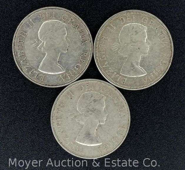 (3) Canada Half Dollars: 1953, 1957 and 1958