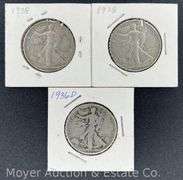 (3) Walking Liberty Half Dollars: 1936-D & (2)1938-P