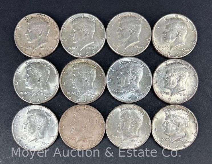 (12) 1964 Kennedy Half Dollars image
