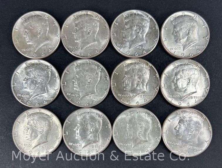 (12) 1964 Kennedy Half Dollars image