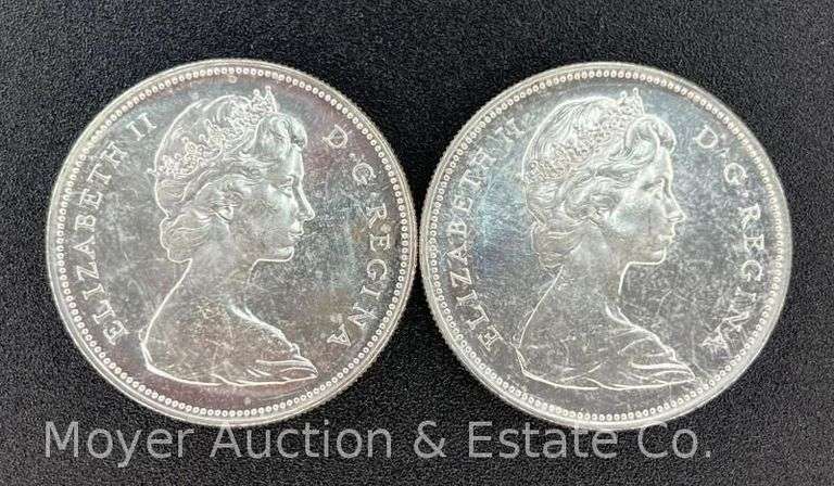 (2) 1966 Canadian Silver Dollars image