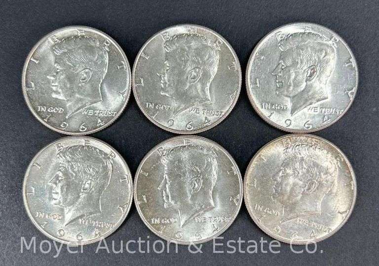 (6) 1964 Kennedy Half Dollars image
