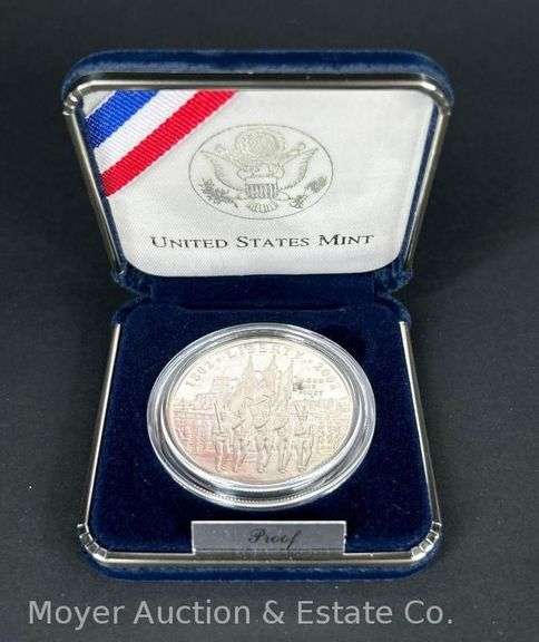 2002 United States Mint Military Academy Bicentennial Proof Silver Dollar, with Original Boxes image