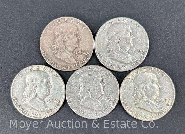 (5) 1952 Franklin Half Dollars image