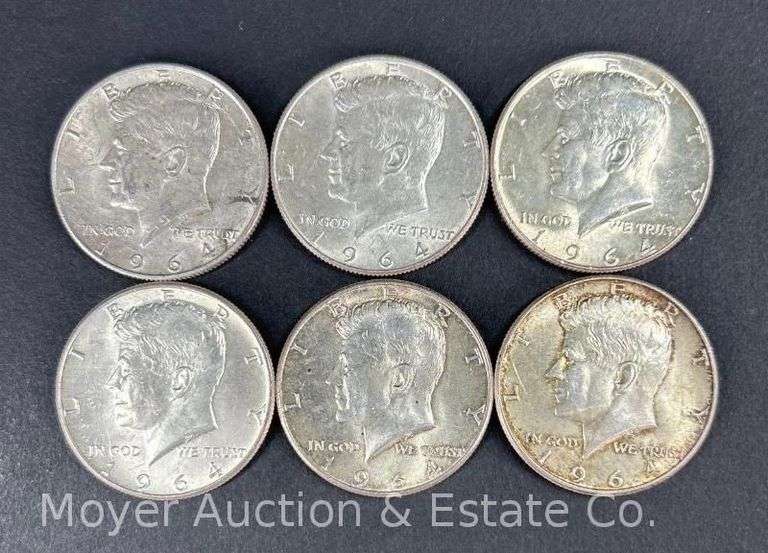(6) 1964 Kennedy Half Dollars image
