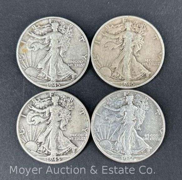 (4) 1945 Walking Liberty Half Dollars image