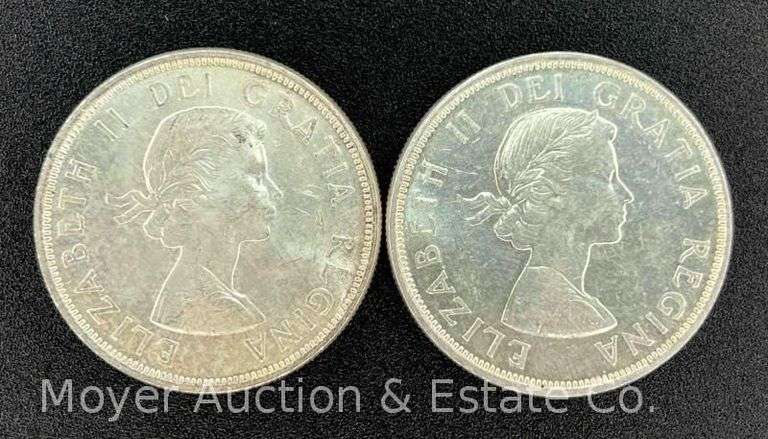 (2) 1964 Canadian Silver Dollars image