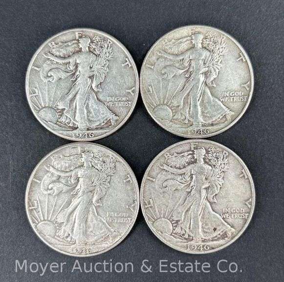 (4) 1946 Walking Liberty Half Dollars image