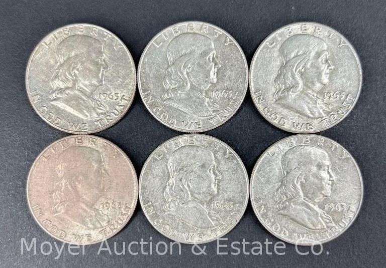(6) 1963 Franklin Half Dollars image