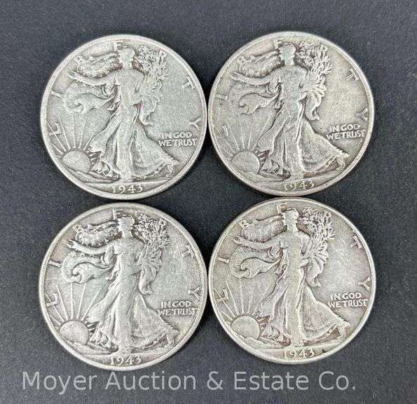 (4) 1943 Walking Liberty Half Dollars image