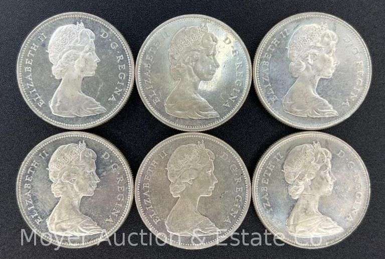 (6) 1965 Canadian Silver Dollars image