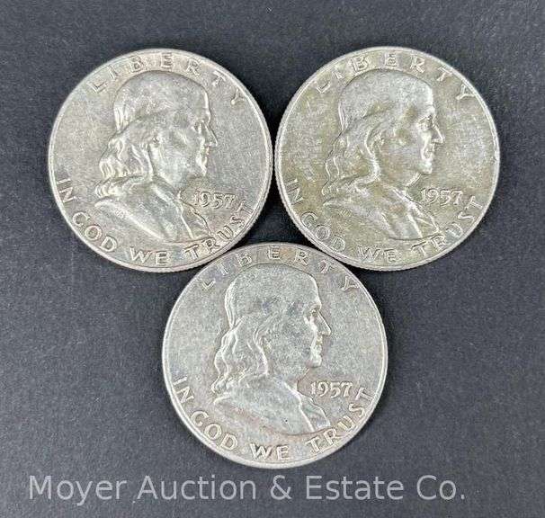 (3) 1957 Franklin Half Dollars image