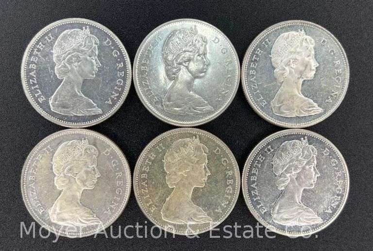 (6) 1965 Canadian Silver Dollars image
