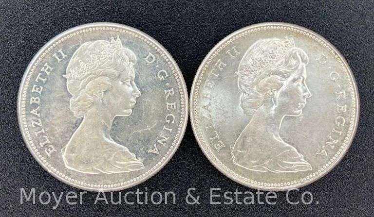 (2) 1967 Canadian Silver Dollars image