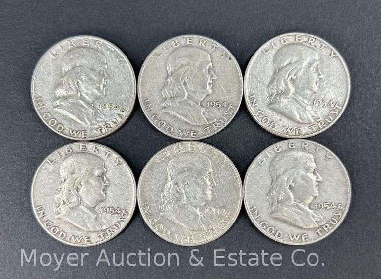 (6) 1954 Franklin Half Dollars image
