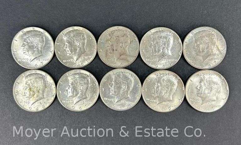 (10) 1965-70 Kennedy Half Dollars, 40% Silver image