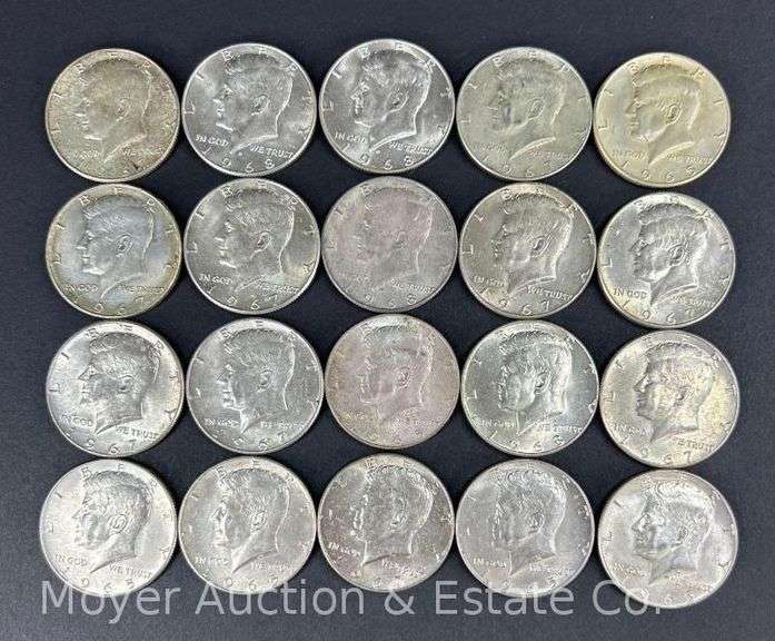 (20) 1965-70 Kennedy Half Dollars, 40% Silver image