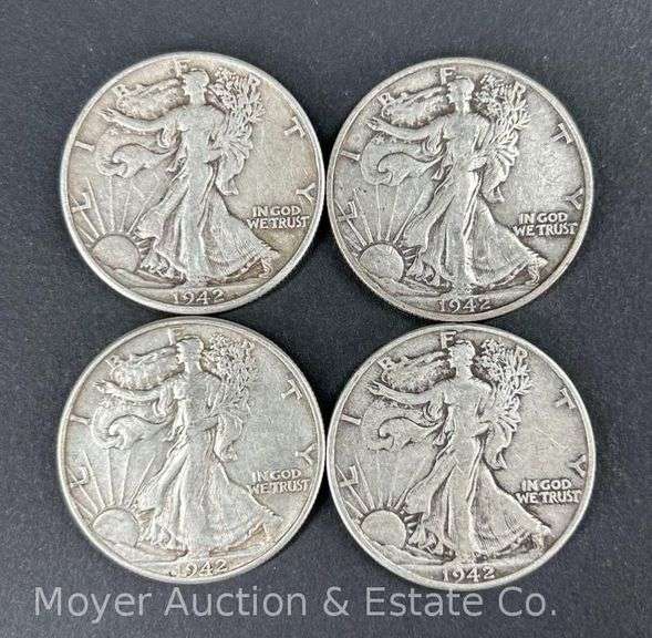 (4) 1942 Walking Liberty Half Dollars image