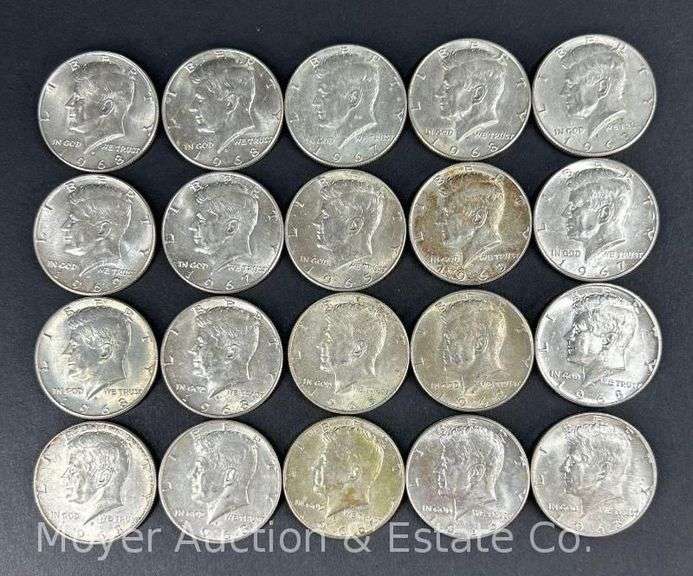 (20) 1965-70 Kennedy Half Dollars, 40% Silver image