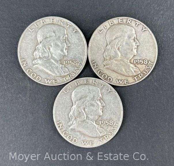 (3) 1958 Franklin Half Dollars image