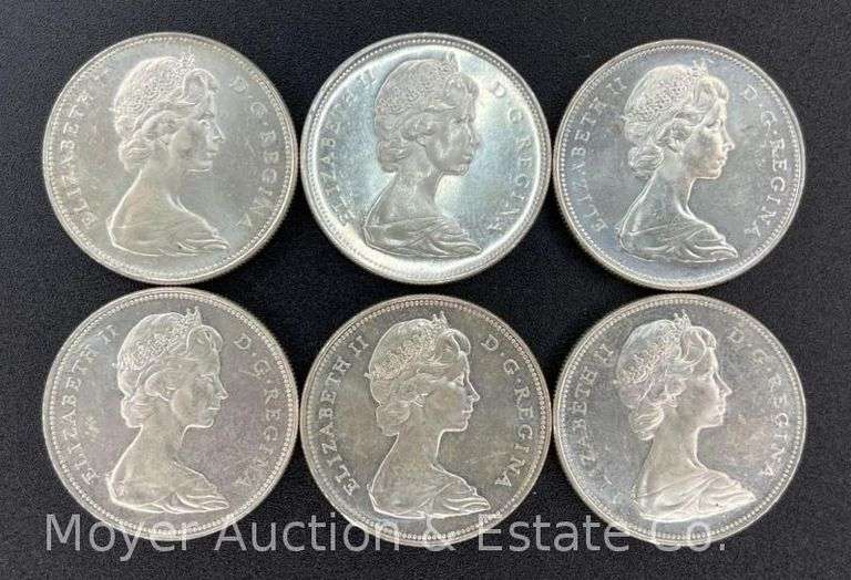 (6) 1966 Canadian Silver Dollars image
