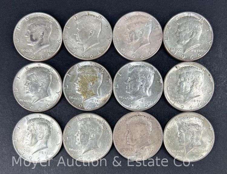 (12) 1964 Kennedy Half Dollars image