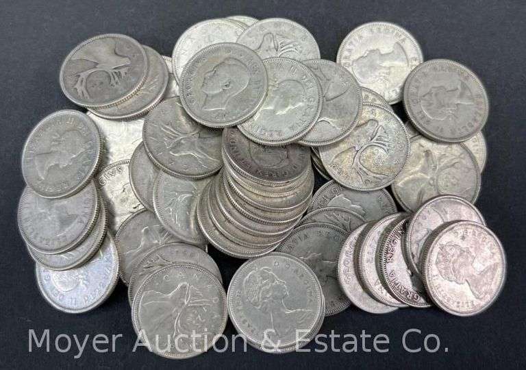 (50) Canadian Silver Quarters, 1966 and Before image