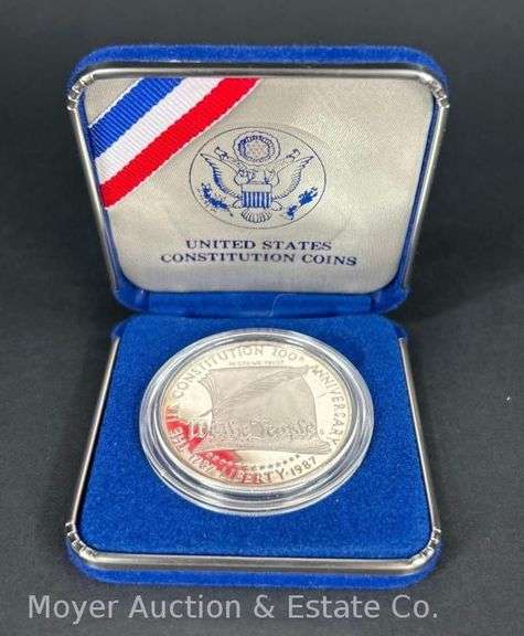 1987 United States Constitution Coin Silver Dollar, with Original Boxes image