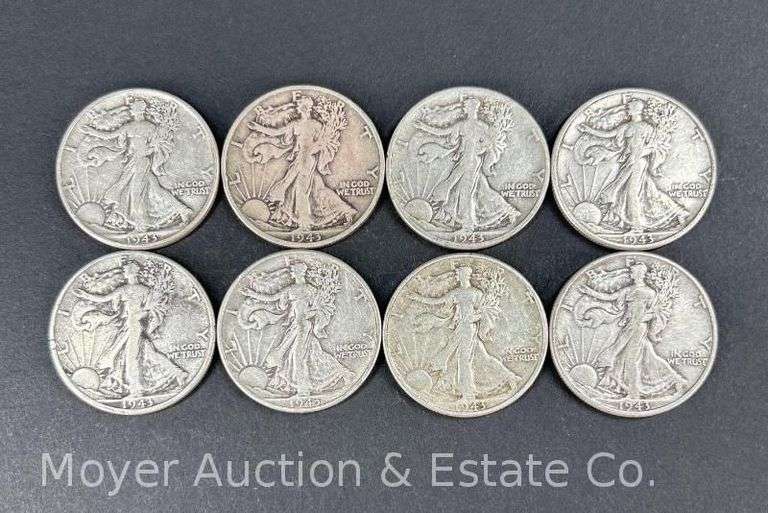 (8) 1943 Walking Liberty Half Dollars image