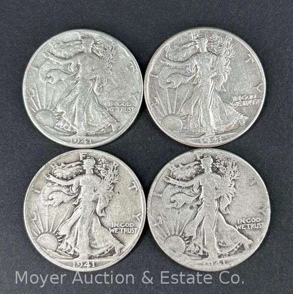 (4) 1941 Walking Liberty Half Dollars image