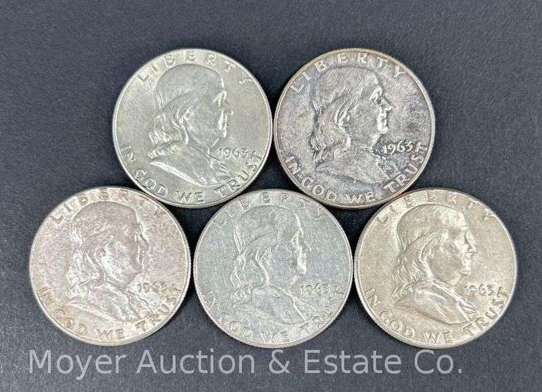 (5) 1963 Franklin Half Dollars image