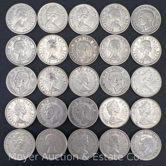 (25) Canadian Silver Quarters, 1966 and Before image