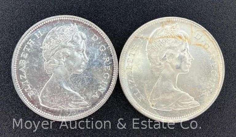 (2) 1966 Canadian Silver Dollars image