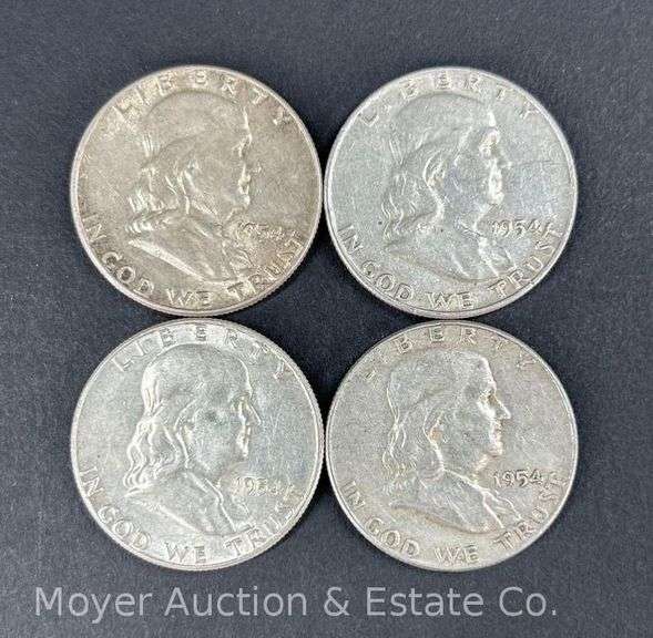 (4) 1954 Franklin Half Dollars image