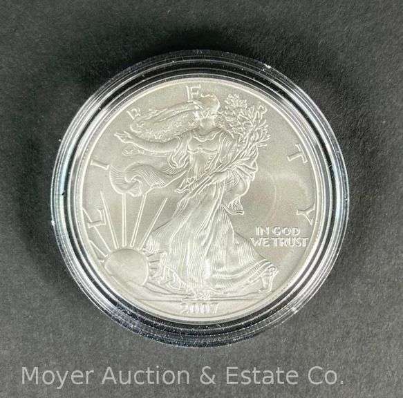 2007 American Eagle Proof Silver Dollar, with Original Boxes image