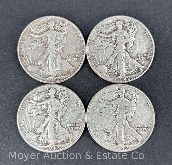 (4) 1942 Walking Liberty Half Dollars image