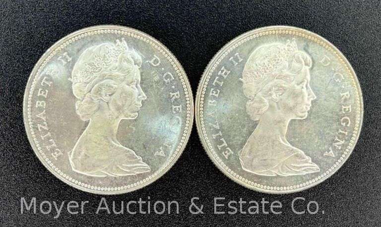 (2) 1965 Canadian Silver Dollars image
