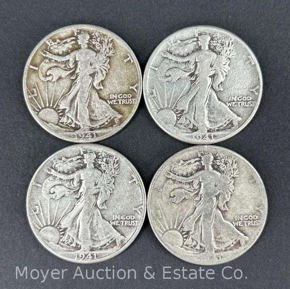 (4) 1941 Walking Liberty Half Dollars image