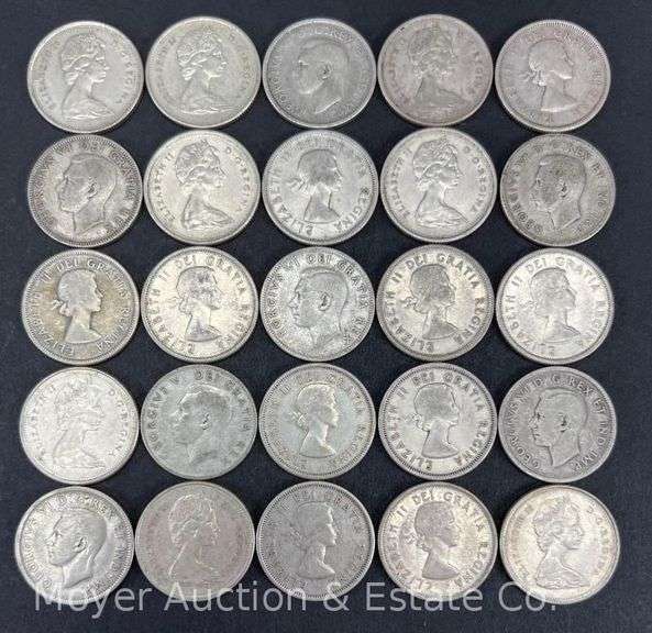 (25) Canadian Silver Quarters, 1966 and Before image
