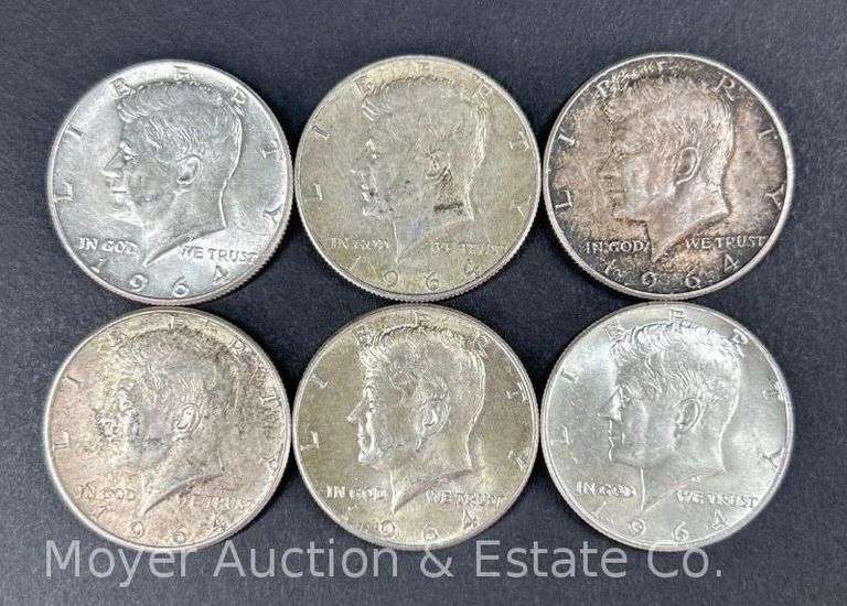 (6) 1964 Kennedy Half Dollars image