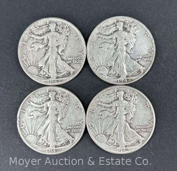 (4) 1942 Walking Liberty Half Dollars image