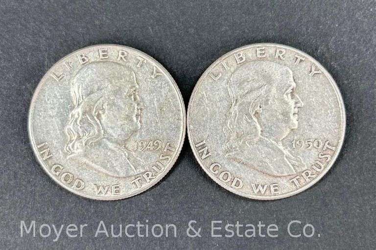 (2) Franklin Half Dollars, 1949 and 1950 image