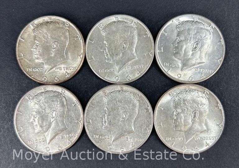 (6) 1964 Kennedy Half Dollars image