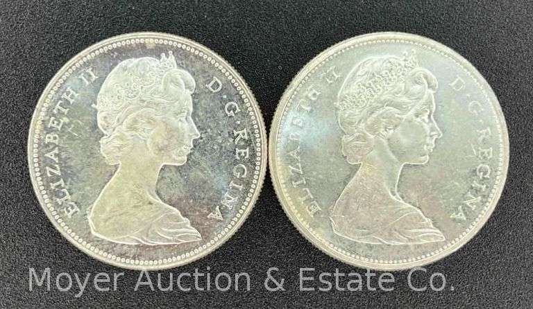 (2) 1965 Canadian Silver Dollars image