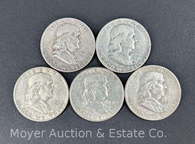(5) 1951 Franklin Half Dollars image